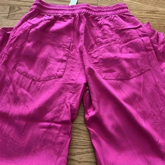 ❤️2/$30❤️[XS]Zara Hot Pink Viscose Casual Straight Wide Leg Pants - Picture 9 of 9